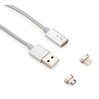 Дата кабель USB 2.0 AM to Micro 5P&Lightning 1.0m Vinga (Magnetic 2in1)