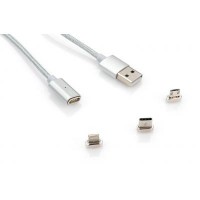 Дата кабель USB 2.0 AM to Lightning + Micro 5P + Type-C 1.0m Vinga (Magnetic 3in1)