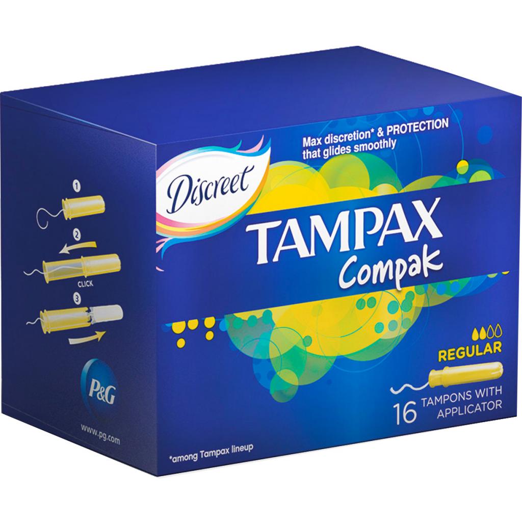Тампоны Tampax Compak Regular с апликатором 16 шт (4015400219507 ...