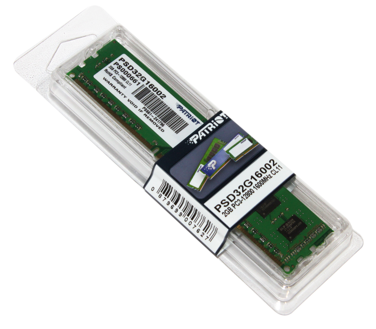 Модуль памяти 2Gb DDR3, 1600 MHz (PC3-12800), Patriot, 11-11-11-28, 1 ...
