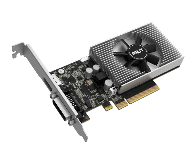 Фото: Видеокарта GeForce GT1030, Palit, 2Gb DDR4, 64-bit, DVI/HDMI, 1379/2100MHz, Low Profile (NEC103000646-1082F)