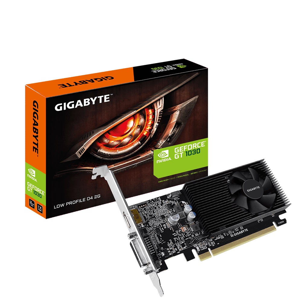 Фото: Видеокарта GeForce GT1030, Gigabyte, 2Gb DDR4, 64-bit, DVI/HDMI, 1417/2100MHz, Low Profile (GV-N1030D4-2GL)