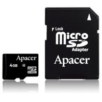 Карта памяти Apacer microSDHC Class4 4GB w/ 1 Adapter RP (AP4GMCSH5-R)