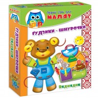 Набор для творчества Vladi Toys Малышок Пуговки-шнурочки Медвежонок (укр.язык) (VT1307-11)