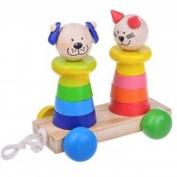 Каталка Мир деревянных игрушек Кот и собака (Д353)