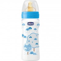 Бутылочка для кормления Chicco Well-Being 330 мл с латексной соской 4 мес+ для мальчиков (20634.20.50)