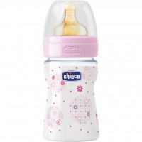 Бутылочка для кормления Chicco Well-Being 150 мл с латексной соской 0 мес+ для девочек (20610.10.50)