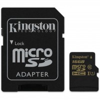 Карта памяти Kingston 16Gb microSDHC Class 10 UHS-I + SD adapter (SDCA10/16GB)