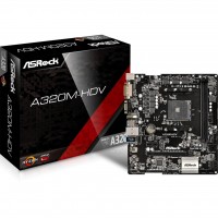 Материнская плата AM4 (A320) AsRock A320M-HDV, A320, 2xDDR4, Int.Video(CPU), 4xSATA3, 1xM.2, 1xPCI-E 16x 3.0, 1xPCI-E 1x 2.0, ALC887, RTL8111GR, 6xUSB3.0/6xUSB2.0, VGA/DVI/HDMI, mATX
