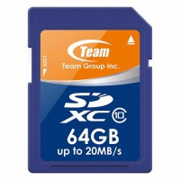 Карта памяти SDXC, 64Gb, Class10, Team (TSDXC64GCL1001)