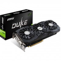 Видеокарта GeForce GTX1080Ti, MSI, DUKE, 11Gb DDR5X, 352-bit, DVI/2xHDMI/2xDP, 1582/11016 MHz, 2x8-pin (GTX 1080 Ti DUKE 11G)