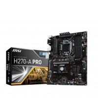 Материнская плата 1151 (H270) MSI H270-A PRO, H270, 4xDDR4, CrossFireX, Int.Video(CPU), 6xSATA3, 1xM.2, 2xPCI-E 16x 3.0, 4xPCI-E 1x 3.0, ALC892, RTL8111H, 8xUSB3.1/6xUSB2.0, VGA/DVI/DP, ATX