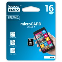 Карта памяти microSDHC, 16Gb, Class4, Goodram, без адаптера (M400-0160R11)