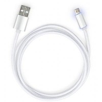 Дата кабель USB 2.0 AM to Micro 5P 1m LED silver Vinga (VCPDCMLED1S)