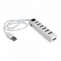 Концентратор GEMBIRD UHB-U2P7-11 7xUSB 2.0, функция определения перегрузок по току и защиты выходных портов, без блока питания
