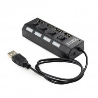 Концентратор USB 2.0 Gembird UHB-U2P4-02 на 4 порта USB 2.0 Адаптер питания: 5 В / 1 A