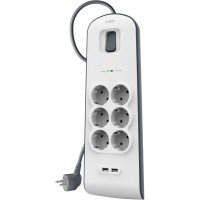 Сетевой фильтр питания Belkin Superior SurgeMaster 2м, 6 роз, 2xUSB (BSV604VF2M)