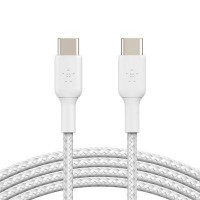 Дата кабель USB-С - USB-С, BRAIDED, 1m, white Belkin (CAB004BT1MWH)