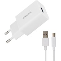 Зарядное устройство Proda USB 2,4A + USB Type-C cable (PD-A43a-WHT)