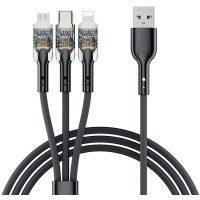 Дата кабель USB 2.0 AM to Lightning + Micro 5P + Type-C PD-B94th Black Proda (PD-B94th-BK)