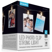 Гирлянда ColorWay Светодиодная с прищепками для фото 40 LED/4.2M USB (CW-LCP-40L42BU)
