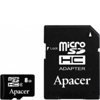 Карта памяти 8Gb microSDHC Apacer Class4 / SD адаптер / AP8GMCSH4-R