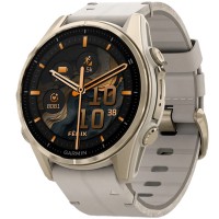 Смарт-часы Garmin fenix 8 43mm, AMOLED, Saph, SftGldSS/FogGryLeatherBnd, Excl, GPS (010-02903-40)